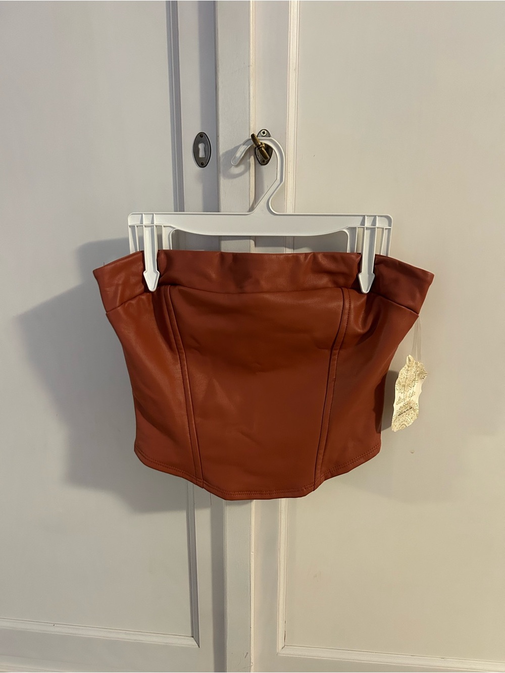 Altar'd State Rust Brown Faux Leather Strapless Bustier
